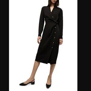 Veronica Beard Wright Black Asymmetric Button Shirtdress Like New Women's 0